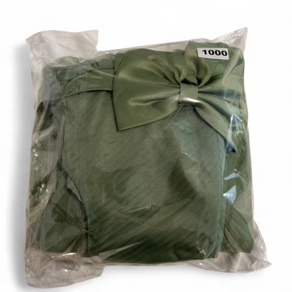 Unbranded Formal Gown Kids 10-12 yrs Sage Green Wedding Sequin Tulle Bow Dress - Picture 8 of 8